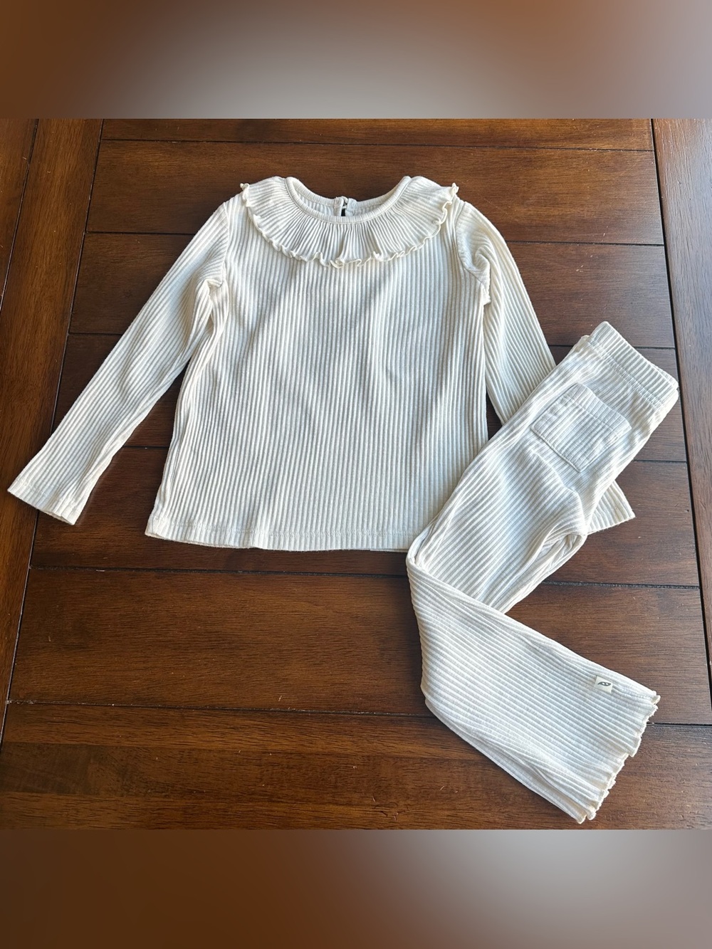 Easy-Peasy Cream Ribbed Pants Set | Size 3T